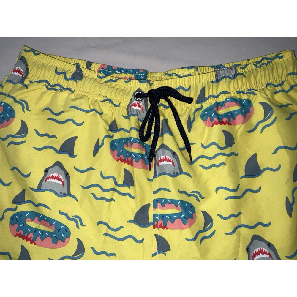 NWT Men's U.S. Surf Club Oahu, Hawaii Shark Donut Floaty Yellow Swim Trunks‎ - L - Picture 2 of 6